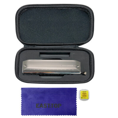 EASTTOP Upgrade Chromatic Harmonica Key of C 12hole Mouth Organ Harmonica Gift