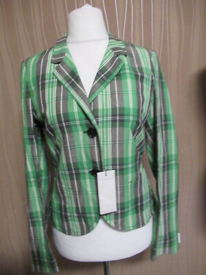 180 ST12 RENE LEZARD Damen Blazer Jacke Gr. 40 grün schwarz weiß kariert NEU