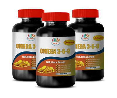 flaxseed oil, OMEGA 3-6-9 3600MG, cardiovascular support 3 Bottles 360 Softgels