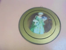 Vintage Girl with bouquet in green dress Flue Cover