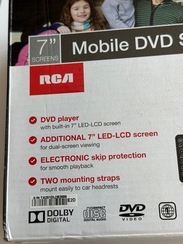 RCA Mobile DVD CD System 7” Dual Screens DRC69705E22 Tested Works-no Remote! Box - Picture 7 of 9