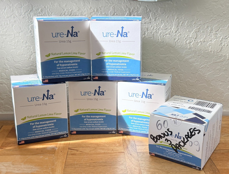URE-NA UREA 15g Natural Lemon Lime Flavor Low Sodium Control BRAND NEW 5 Box Lot