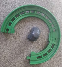 3 Piece Lot BRIO 2 Curved Train Track Vintage Green  Rock Pre Owned Plastic.