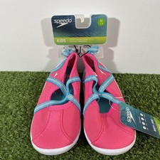 Speedo Mary Jane Water Shoes Kids Girl's Size 7-8 Medium Pink Taffy Blue Straps