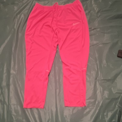 Nike Women's Pink Track Pants L Reflective Trim Elastic Waist Stretch