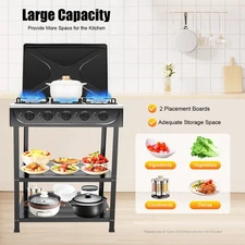 Outdoor Cooking Natural Gas Stove 5-Burners W/ Storage Rack For Camping/Kitchen