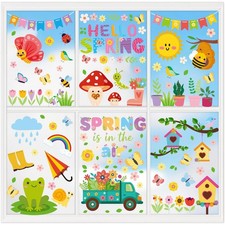 163Pcs Spring Window Clings Spring Stickers for Glass Windows Double-Sided Wi...
