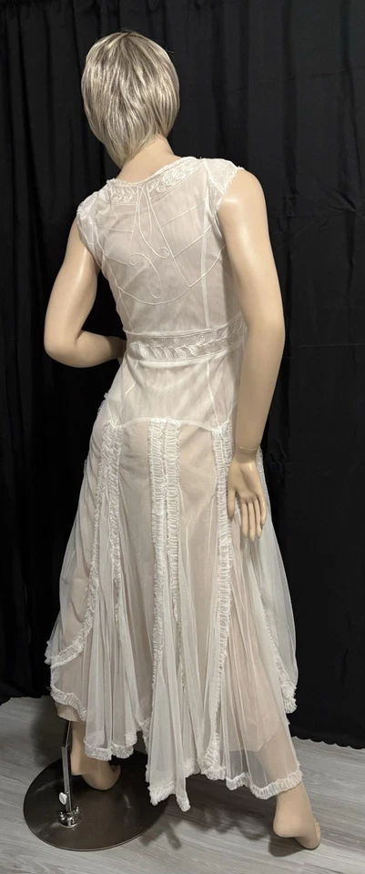 NATAYA WOMENS' WEDDING COCKTAIL MAXI  SHEER IVORY W/COTTON LINING  DRESS S   NEW - Изображение 4 из 4
