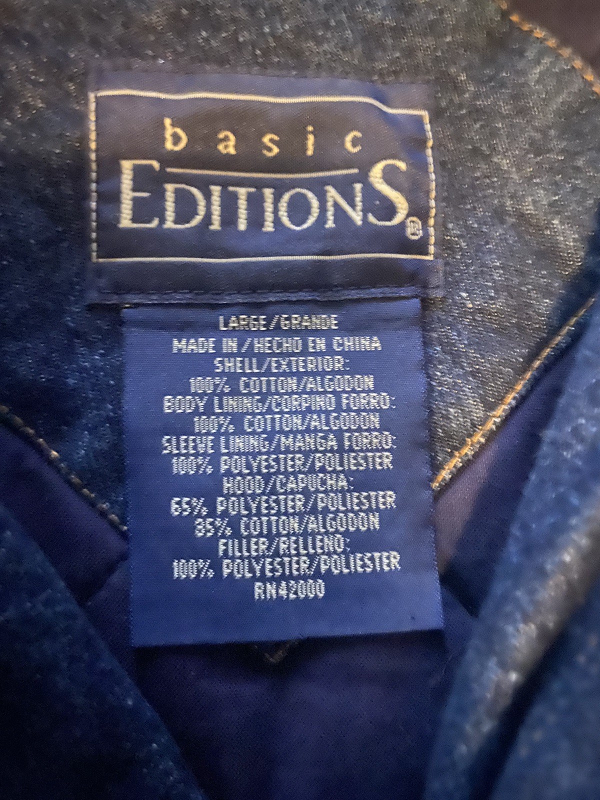 Vintage Basic Editions Denim Varsity Jacket Men L… - image 3