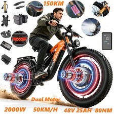 26" 2000W Dual Motor Fatbike Elektrofahrrad 48V 25AH E-Mountainbike 50KM/H …