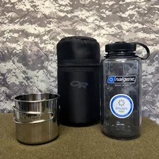 Outdoor Research 1L Nalgene Water Bottle, Insulated Cover, Stainless Cup D-21