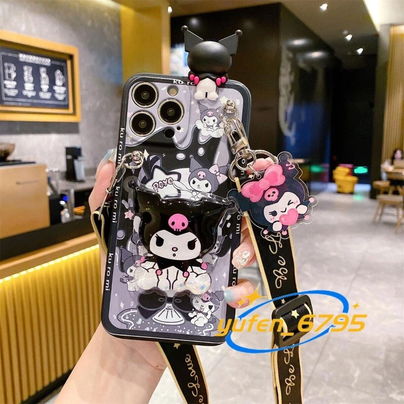 Funda protectora para teléfono Kuromi Cinnamoroll Melody para iPhone con soporte para enchufe antipolvo Foto 4 de 4