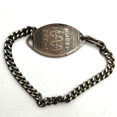 Vintage Sterling Silver Medical Alert Bracelet Diabetes Insulin Dependent 21g