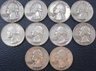 1958 D Washington Quarter 90% Silver - Lot Of 10 Condition Varies a