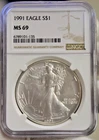 1991 US Silver Eagle $1 NGC MS69 Better Date
