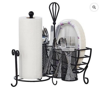 Gourmet Basics by Mikasa Avilla Picnic Storage Caddy, Plate, Napkin & Flatwar...
