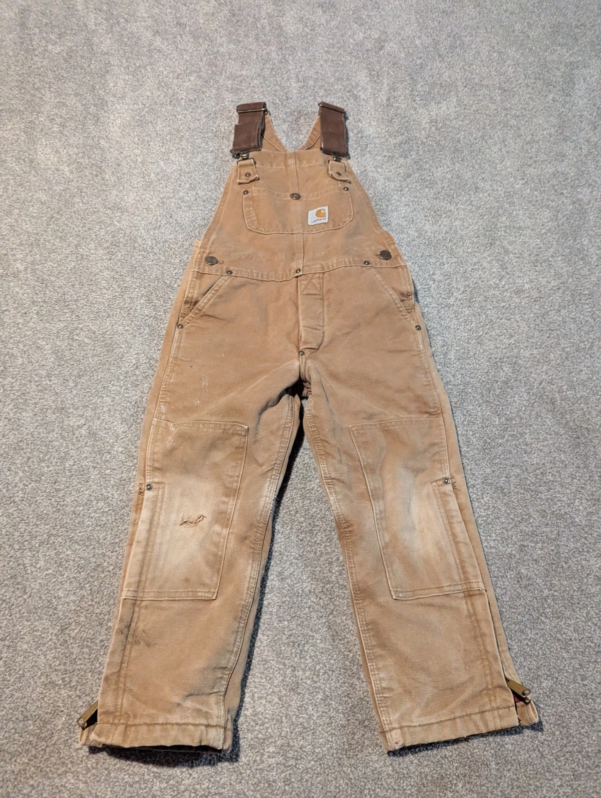 Vintage Carhartt Overalls Youth Small Brown Y09 BRN Insulated Bib Suspenders