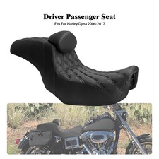 Black Stitching Seat W/ Driver Backrest Fit For Harley Dyna Super Glide 2006-17