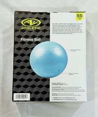 NEW In Box Athletic Works FITNESS BALL 55CM w/ Air Pump And
