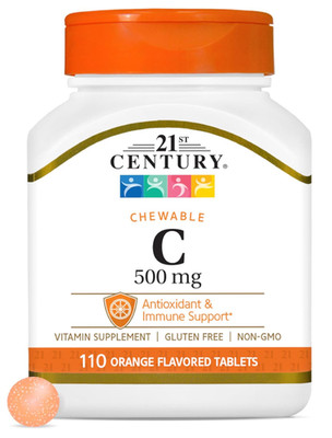21st Century Vitamin C 500 mg Chewable Tablets, Orange, 110 Count
