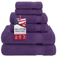 100 Cotton Turkish 6 Piece Towel Set, Luxury Rapsodi 6 Piece Towel Set Purple