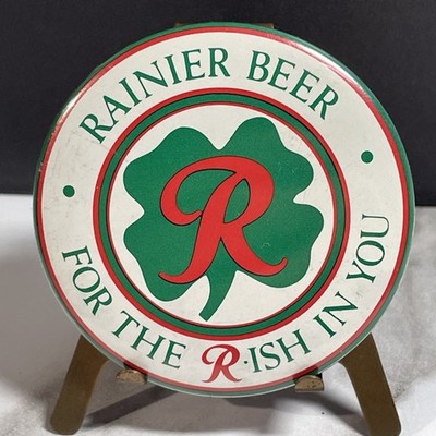 Vintage Rainier Beer 4 Leaf Clover 2 1/4  Pinback Button HS29a