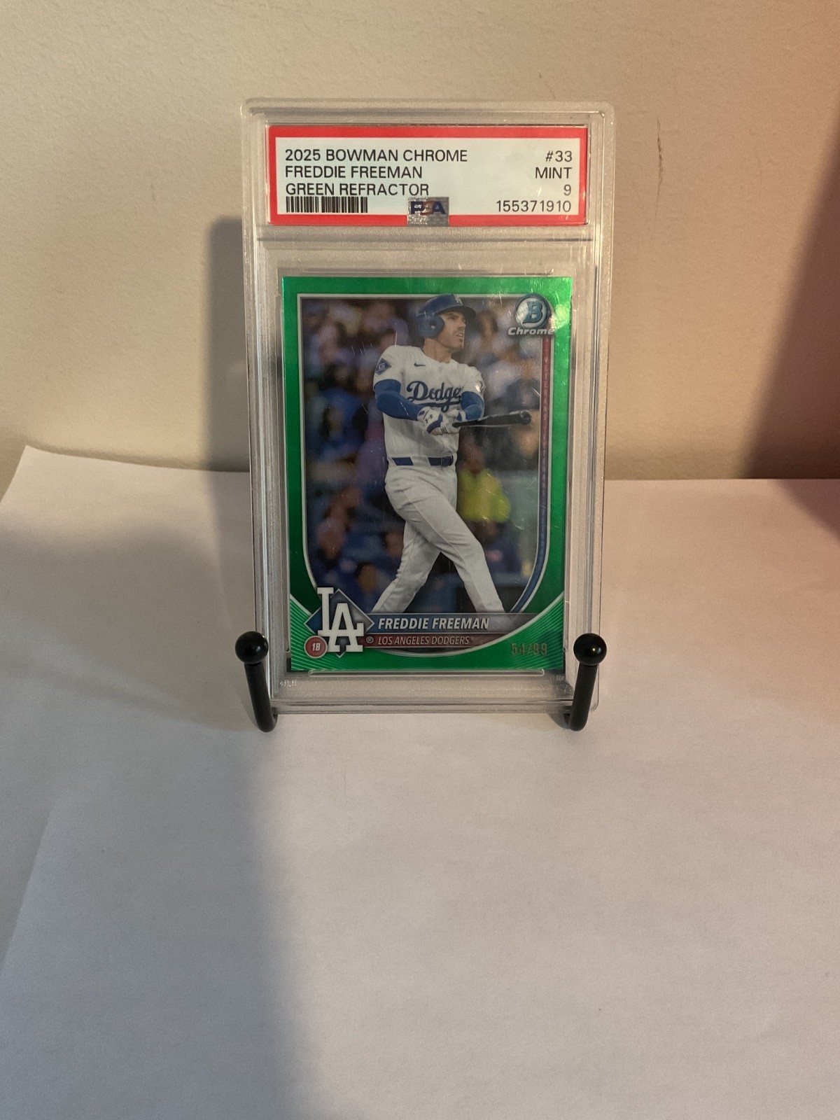 2025 Bowman Chrome Freddie Freeman #33 Green Refractor /99 PSA 9 Mint Pop 2