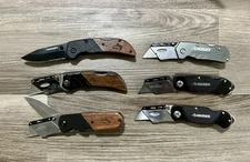 Lot of 6 Misc Husky Folding Pocket Utility Knife Knives Box Cutters Mixed Models