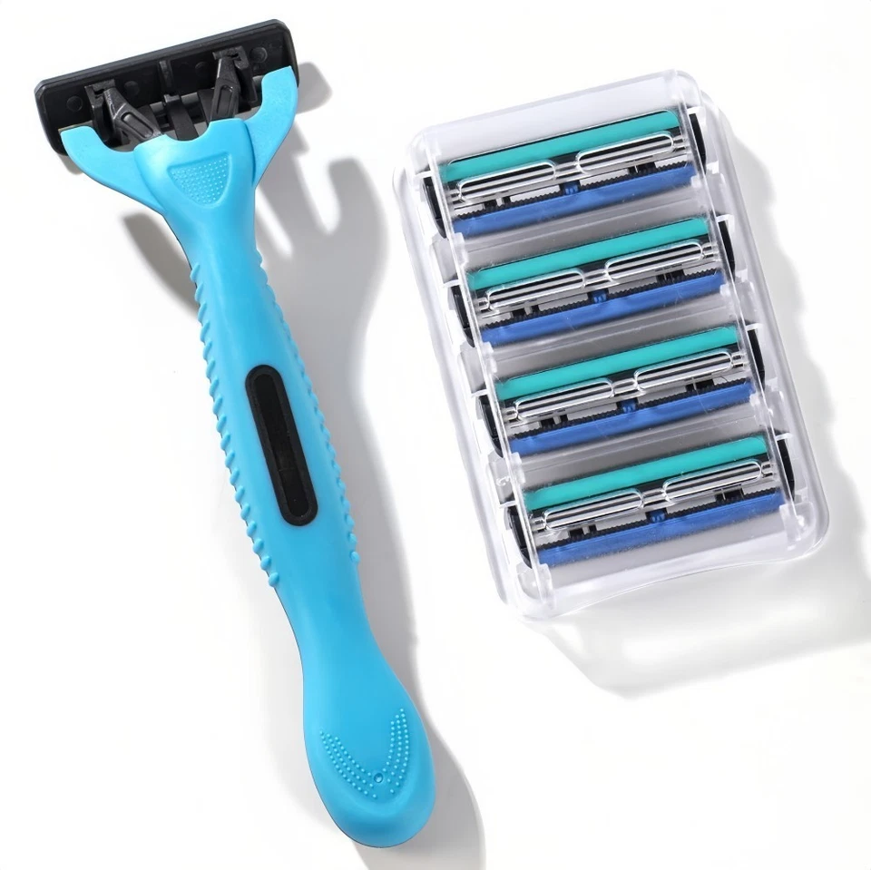Men's Shaving Razor Blades 3-Blades Refills 1 Handle 9 Cartridges Shaving Bundle - Image 4 of 4
