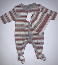 NEW Baby Jumpsuit, Bodysuit, Footed with Cap Set Stripes PREEMIE