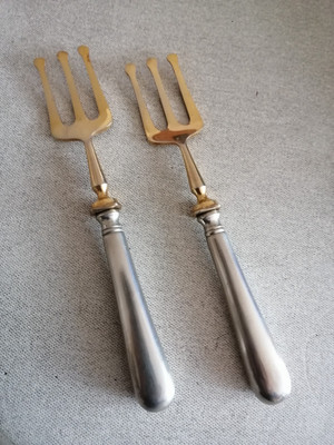 old antique cutlery - forks - fruit meat fish?  Art Deco ? gold plated?