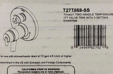 Delta Trinsic T27T859-SS Thermostatic Valve Trim 3 funct Shower Stainless Steel