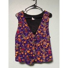 Vintage Women's Scarecrow Pumpkin Halloween Vest Large