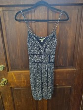 American Eagle Outfitters Black w/Blue & White Floral Print Sleeveless Dress XS