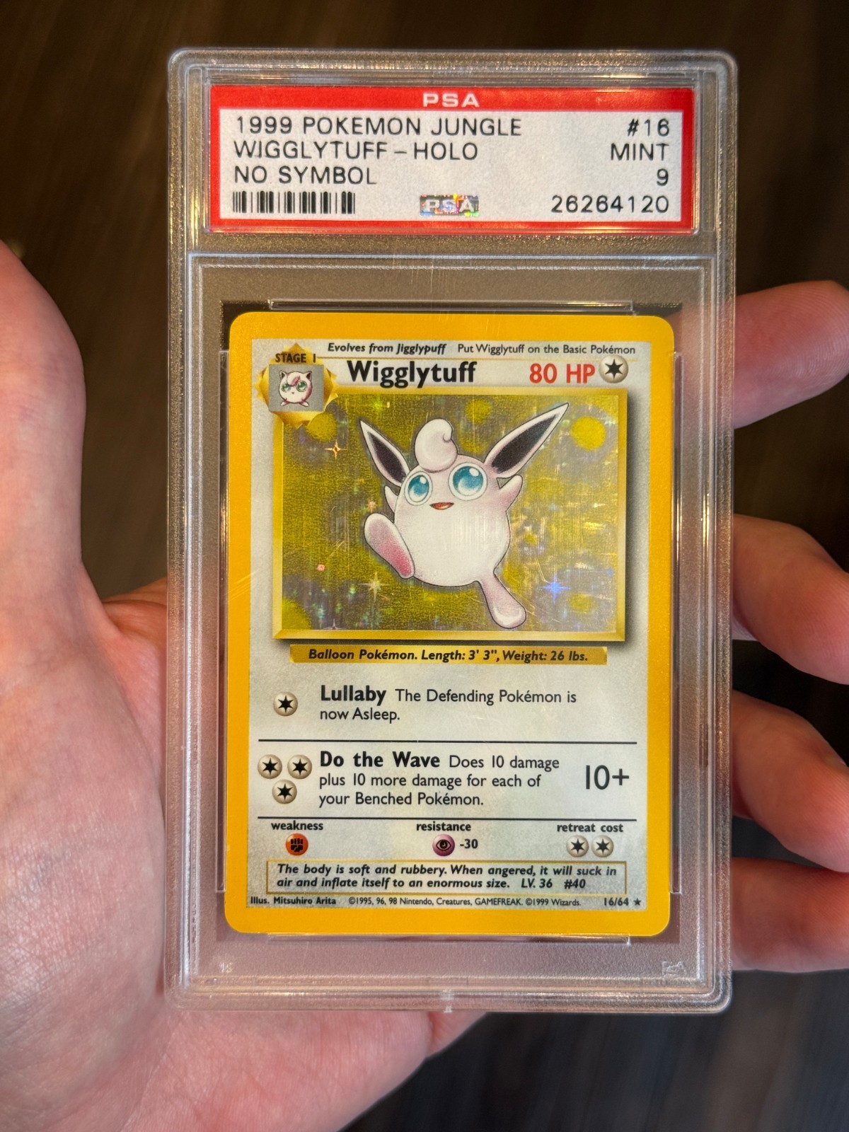 Pokemon PSA 9 Wigglytuff Holo 16/64 Jungle No Symbol Error