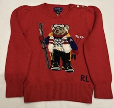 Polo Ralph Lauren Kid  s/GirlsRed Knit Ski Bear Sweater Size 6 Years