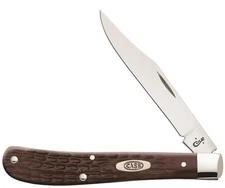 Case xx Knives Slimline Trapper Jigged Brown Delrin Stainless Pocket Knife 00135