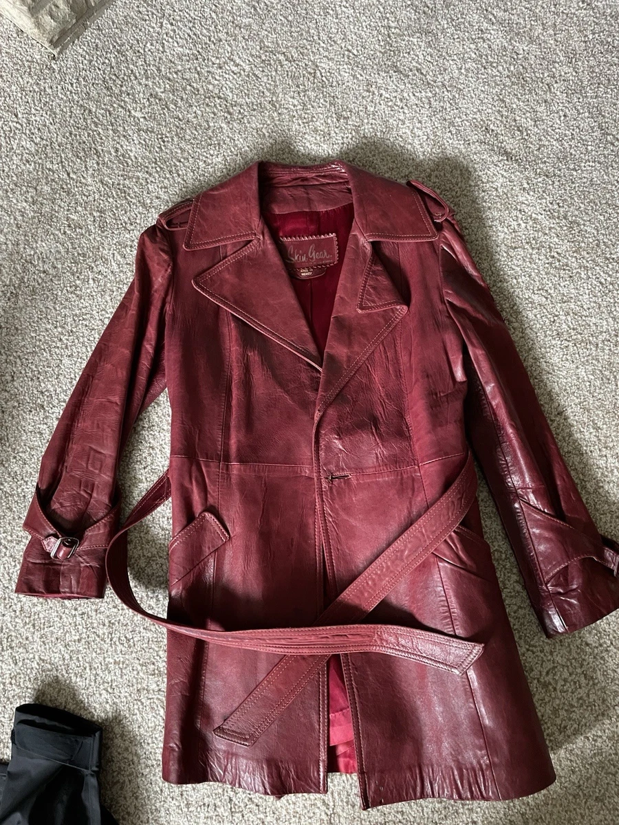 Trench Coats Red Leather Outer Shell Coats, Jackets & Vests for