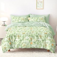 - Floral Bedding Set for Girls, Cute Colorful Botanical Flowers Full Green