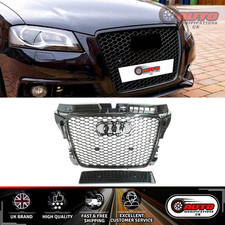 Audi RS3 Style A3 S3 8P Front Main Grille Gloss Black Honeycomb Mesh Grill 09-12