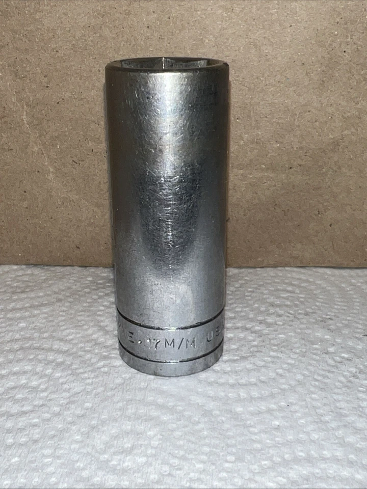 S-K Wayne Tools 8417 ,3/8" Drive , 17mm Deep Chrome Socket, 6 Point. USA - Image 2 of 4