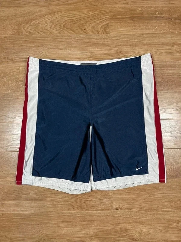 Nike Shorts Men’s W44 Navy Striped Basketball Athletic 2000s Y2K Sportswear