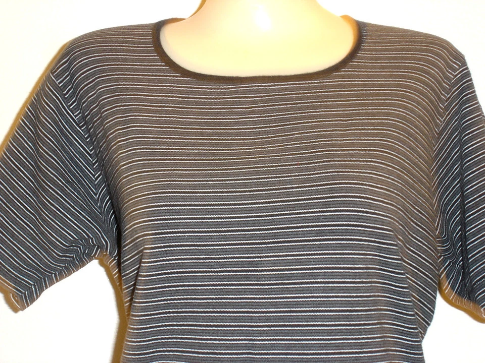 JENNIFER MOORE ХЛОПОК ЧЕРНЫЙ/СЕРЫЙ/БЕЛЫЙ ПОЛОСКИ ВЕРХНИЙ РАЗМЕР L - Изображение 2 из 2