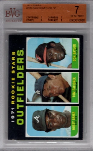 1971 Topps #709 Dusty BAKER / Don BAYLOR (RC) BVG 7 NM  High # Short Print