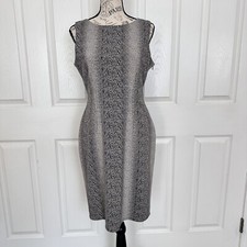 Nine West Dress Women's Sleeveless Dress Sz 10 Animal Print Black White Classic