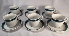 Porcelain Cup and Plate Set, 6 Six Pieces