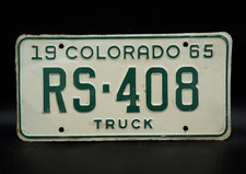 1965 Colorado TRUCK License Plate # RS - 408