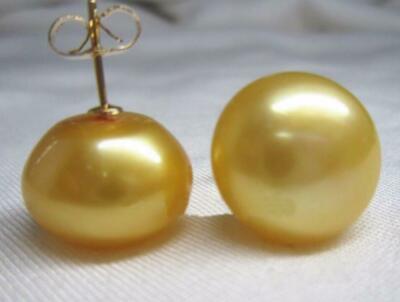 12-13 Mm AAA Mare Del Sud Orecchini Perla Naturale Oro Giallo 14K - Foto 3