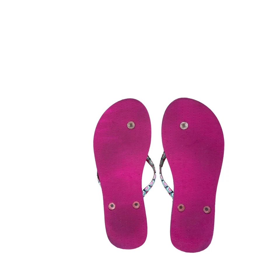 Set of 2 Vera Bradley Flip Flops Sandals  With floral and pocka dot print 9/10 - Image 3 of 4