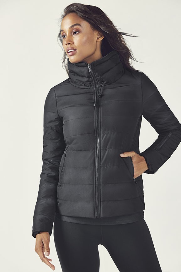 Fabletics Misha Black Puffer Jacket Womens Small … - image 1